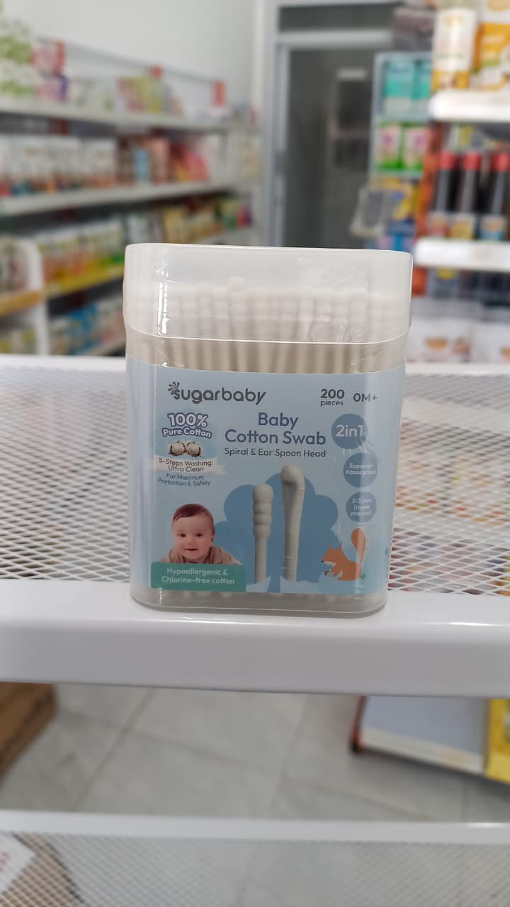 Sugarbaby Baby Cotton Swab 2in 1 Mix Type 200PCS Spiral & Ear Spoon Head