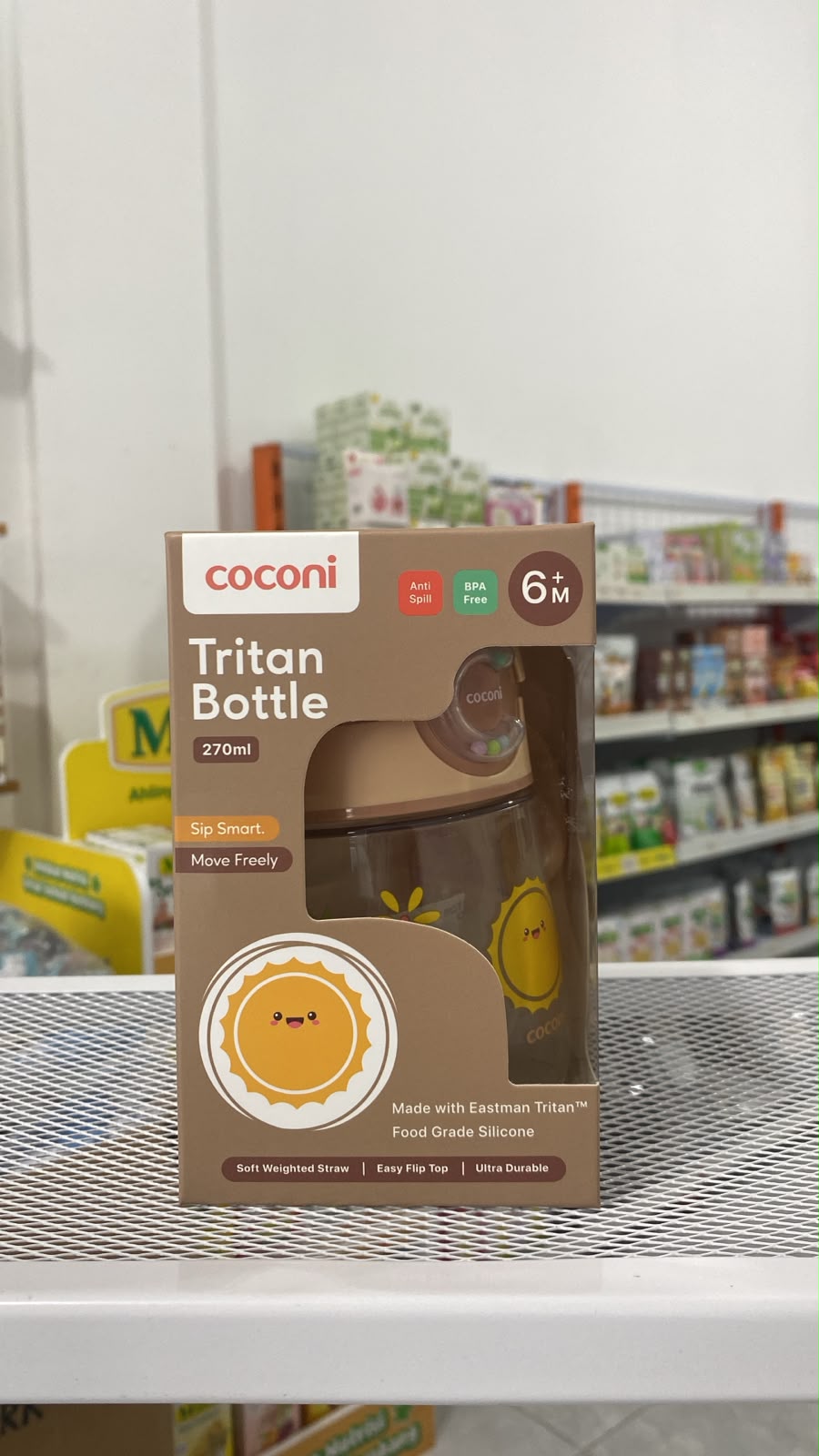 Coconi Tritan Bottle 270ml Botol minum bayi anak dengan pemberat 360 Baby drinking sippy cup - BEIGE SUN-BEIGE SUN