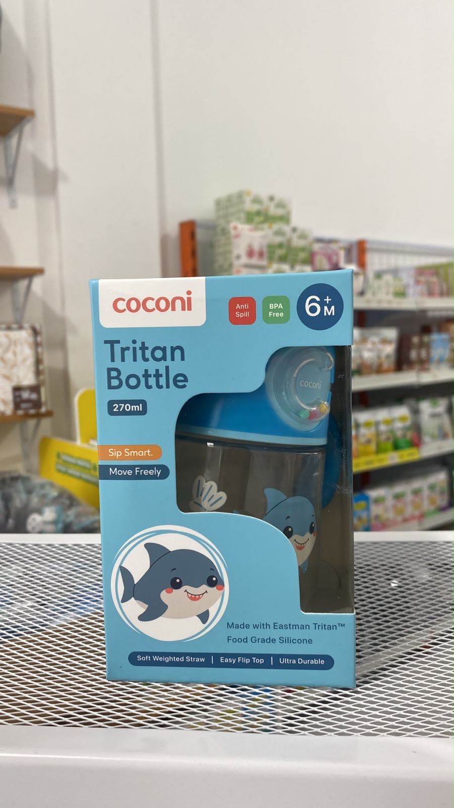 Coconi Tritan Bottle 270ml Botol minum bayi anak dengan pemberat 360 Baby drinking sippy cup - OCEAN SHARK-OCEAN SHARK