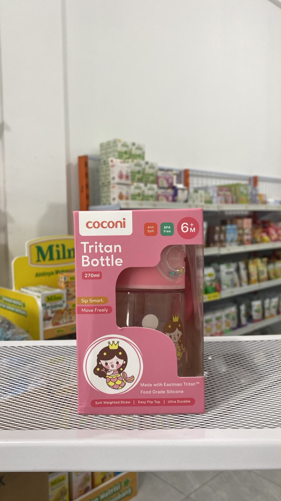 Coconi Tritan Bottle 270ml Botol minum bayi anak dengan pemberat 360 Baby drinking sippy cup - PINK MERMAID-PINK MERMAID