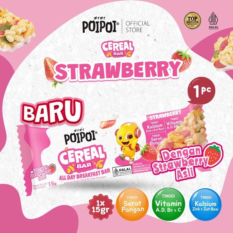 POIPOI CEREAL BAR RASA STRAWBERRY 15GR