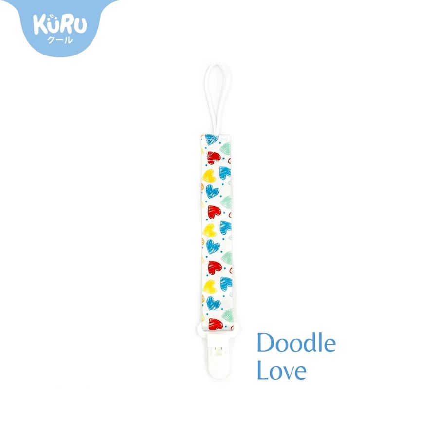 KURU Baby Pacifier Clip Doodle Love
