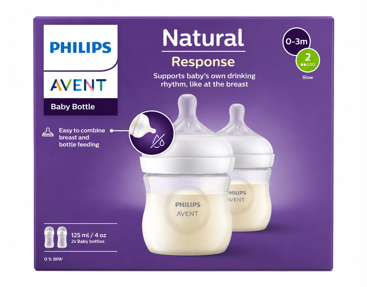 BOTTLE NAT 3.0 4 OZ 2P PHILIP AVENT