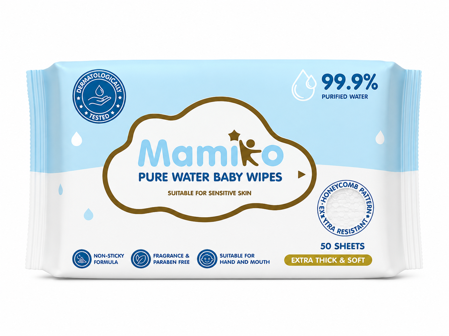 MAMIKO PURE WATER BABY WIPES (50Sx2)