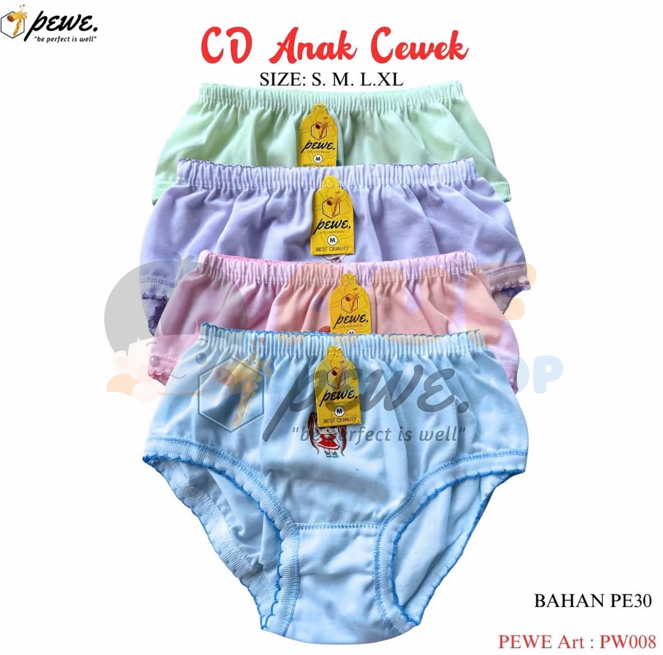 Celana Dalam (S 1-2 Tahun ) 1 Lusin 12 Pcs Anak Cewe
