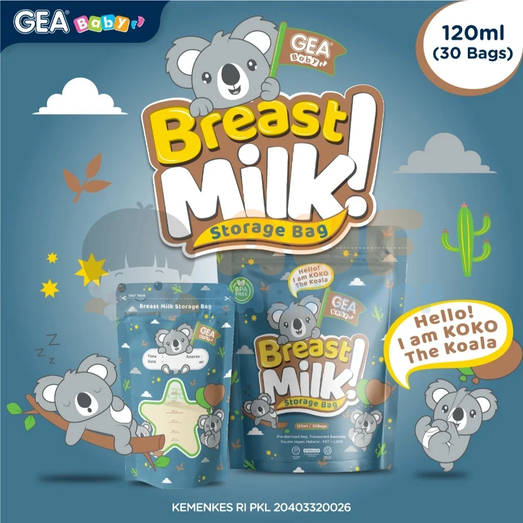 GEA BABY 120ML POUCH (KOKO THE KOALA) BREAST MILK STORAGE BAG | REBORN SAFARI