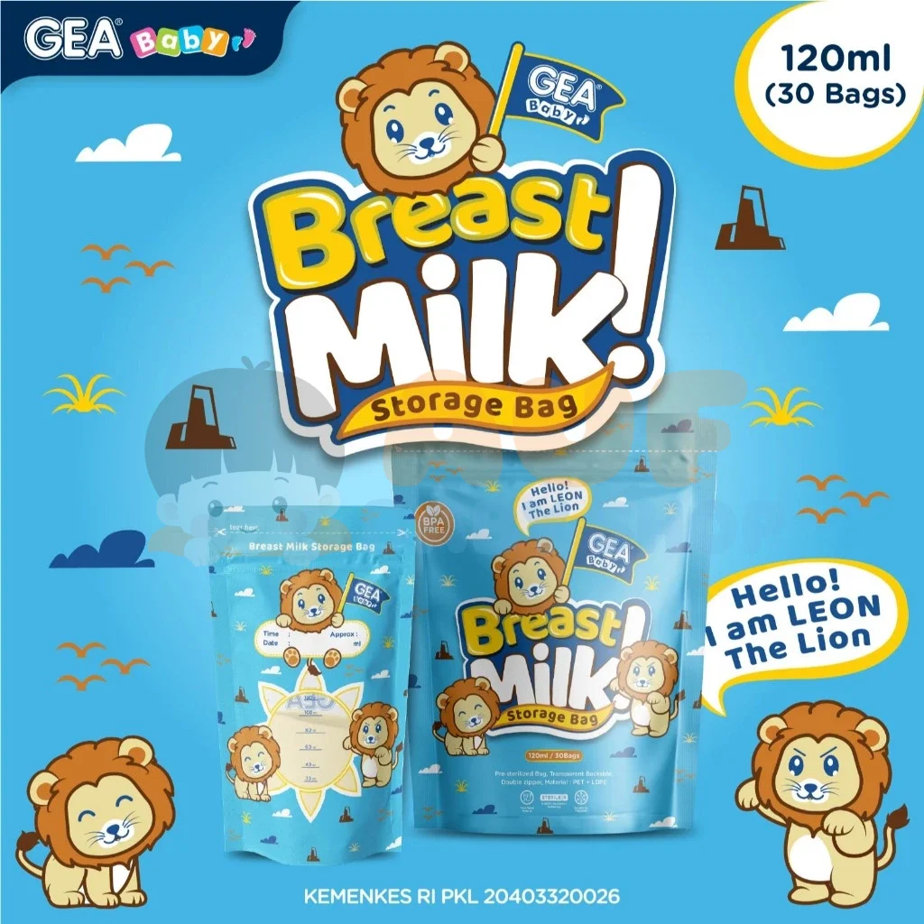 GEA BABY 120ML POUCH (LEON THE LION) BREAST MILK STORAGE BAG | REBORN SAFARI