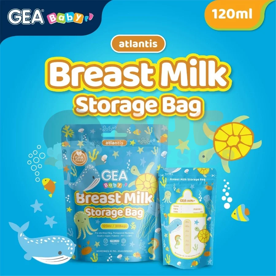 GEA BABY 120ML POUCH (ATLANTIS BLUE) BREAST MILK STORAGE BAG PATTERN