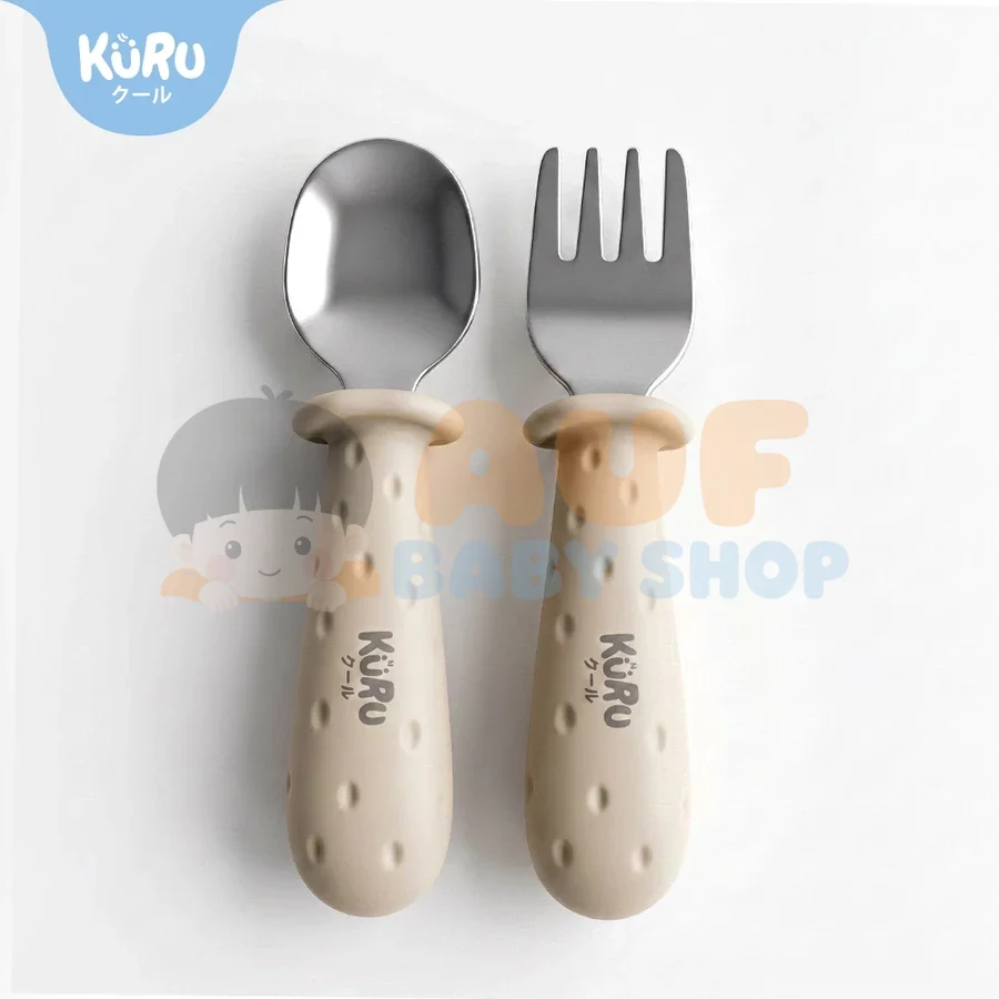 Kuru Baby SF2 Spoon and Fork Set - Grey