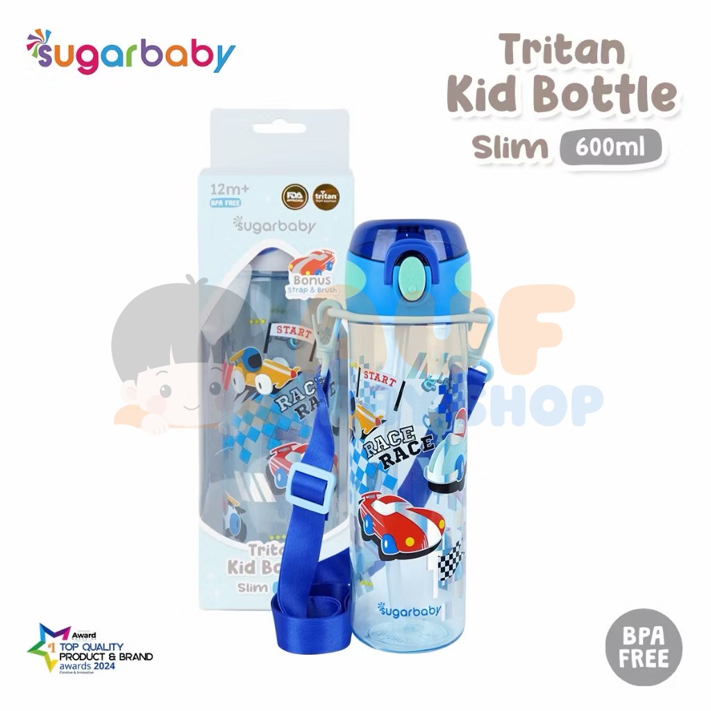 Sugarbaby Tritan Kid Bottle Slim 600 ml - Blue Car