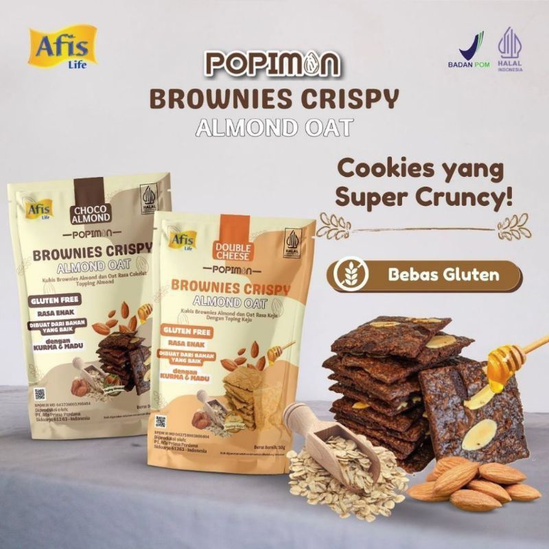 POPIMON Brownies Crispy Almond Oat Choco Almond 50 GR