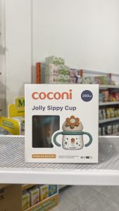 COCONI Jolly Sippy Cup 260mL BONUS Strap Teether / Pacifier | Botol Minum Bayi Anak Bahan Dengan Sedotan Pemberat PP BPA FREE - BLUE