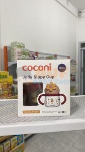 COCONI Jolly Sippy Cup 260mL BONUS Strap Teether / Pacifier | Botol Minum Bayi Anak Bahan Dengan Sedotan Pemberat PP BPA FREE - RED
