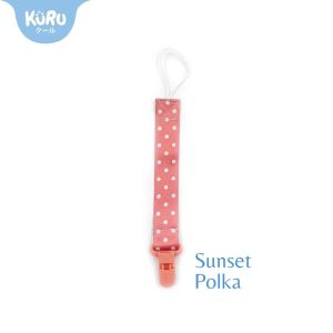 KURU Baby Pacifier Clip Sunset Polka