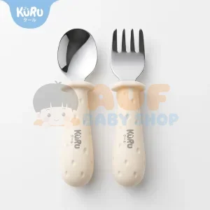 Kuru Baby SF2 Spoon and Fork Set - Cream