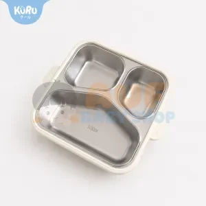 KURU Kids Stainless Bento Plate - Beige