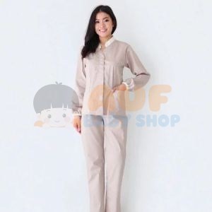 Baju Suster Calia Long Sleeve - Cream 4L